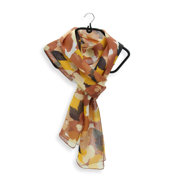 Beige-brown-women's-silk-scraf-printed-Floral