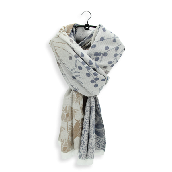 Chèche-femme-coton bio-bleu-beige-Jardin