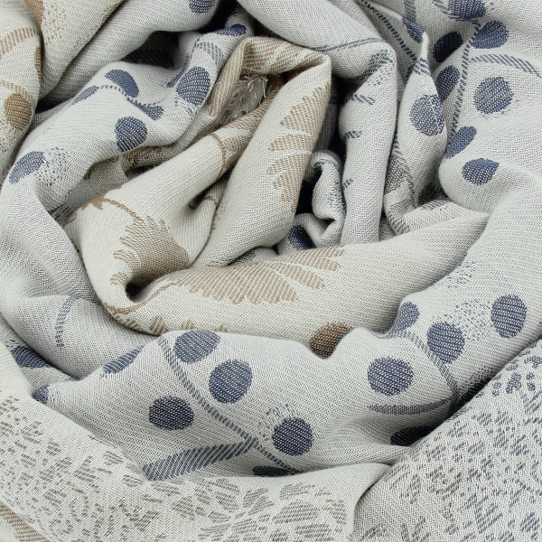 Chèche-femme-coton bio-bleu-beige-Jardin