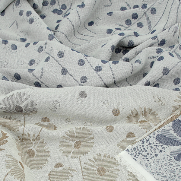 Chèche-femme-coton bio-bleu-beige-Jardin