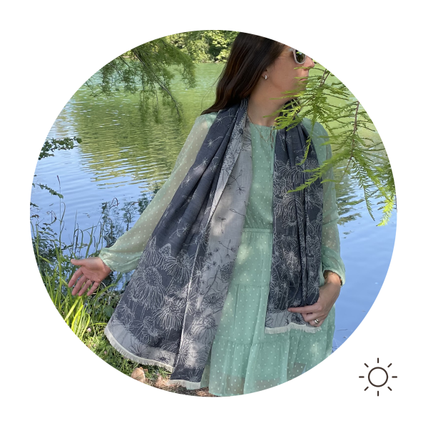 chèche-femme-coton bio-certifié-bleu-marine-Life