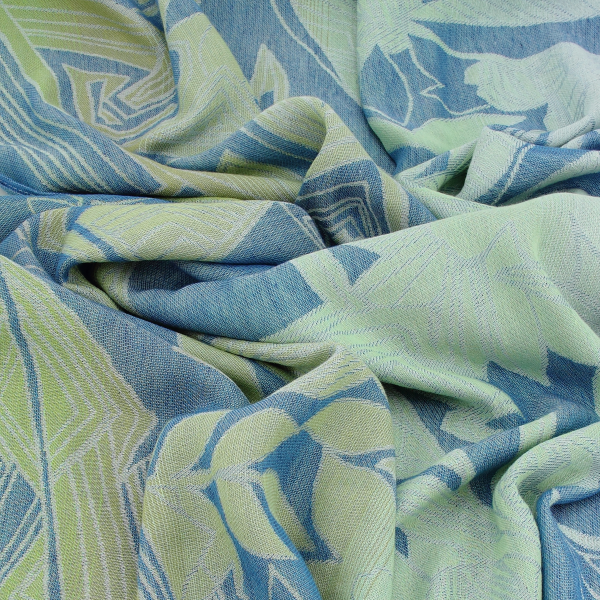Etole-femme-coton-lin-bleu-vert-fleurs tropicales