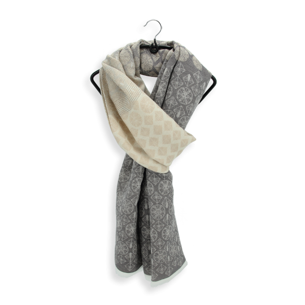 Chèche-homme-coton-lin-gris-beige-logo