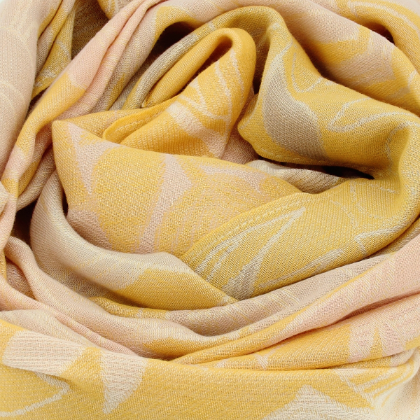 Etole-femme-coton-lin-jaune-rose-fleurs tropicales