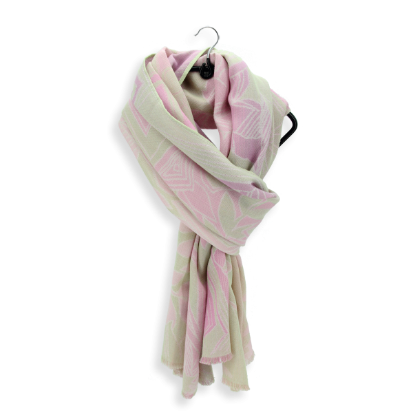 Etole-femme-coton-lin-rose-fleurs tropicales