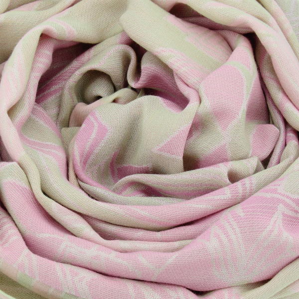 Etole-femme-coton-lin-rose-fleurs tropicales