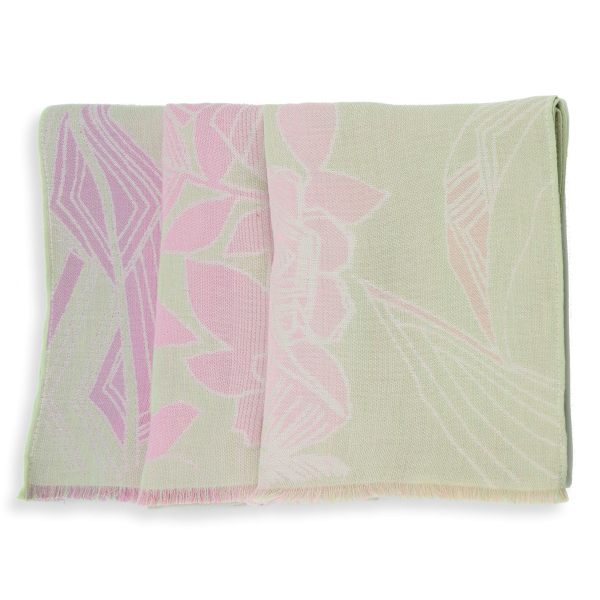 Etole-femme-coton-lin-rose-fleurs tropicales