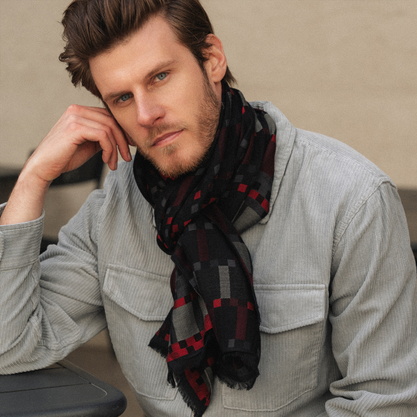 Cheche-homme-coton-modal-noir-rouge-Titane