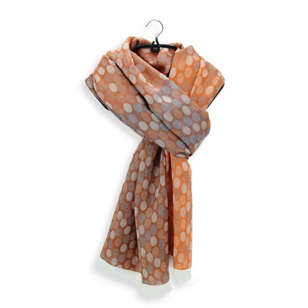 Cheche-femme-coton-soie-orange-brun-goutte d'eau