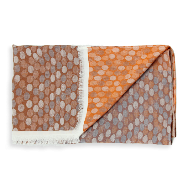 Cheche-femme-coton-soie-orange-brun-goutte d'eau