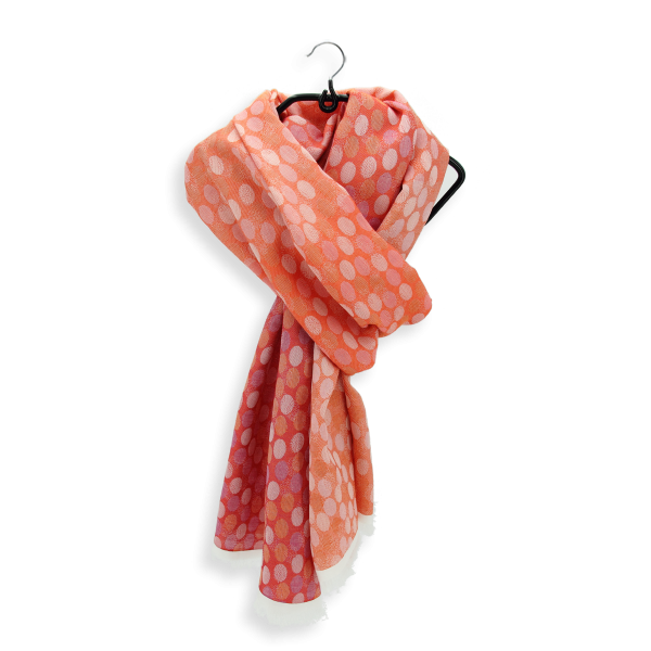 Cheche-femme-coton-soie-orange-corail-goutte d'eau
