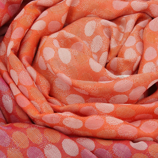 Cheche-femme-coton-soie-orange-corail-goutte d'eau
