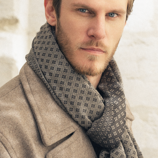 Etole-homme-cachemire-soie-coton-beige-Losange