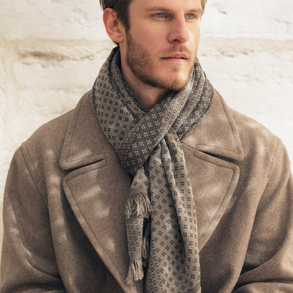 Etole-homme-cachemire-soie-coton-beige-Losange