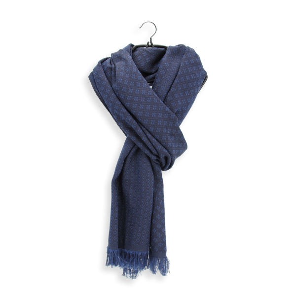 Etole-homme-cachemire-soie-coton-bleu-Losange