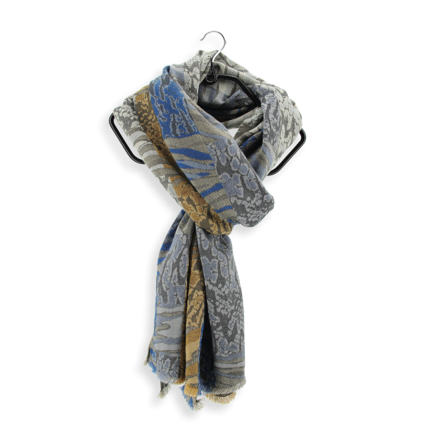 Echarpe-femme-coton-modal-beige-bleu-Cybèle