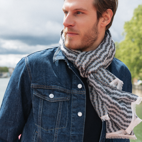 Echarpe-homme-coton-modal-marine-ciel-Désert