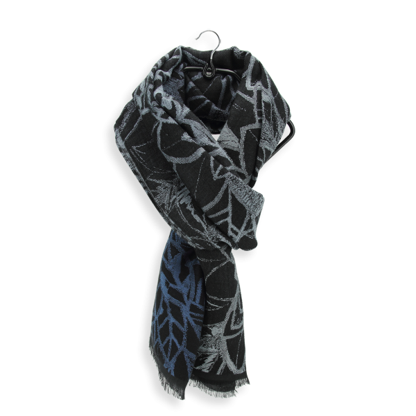 Echarpe-coton-femme-noir-bleu-Roseland