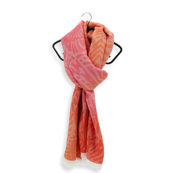 Echarpe-femme-coton-soie-orange-Butterfly