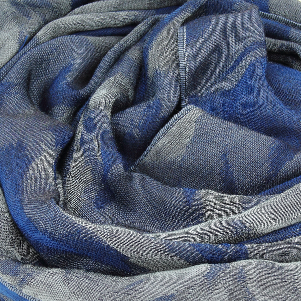 Echarpe-femme-coton-soie-bleu vif-gris-Emotion