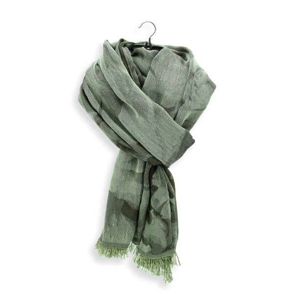 Echarpe-femme-coton-soie-vert-kaki-Emotion