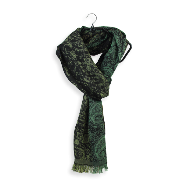 Echarpe-femme-coton-soie-noir-vert-Mumbai