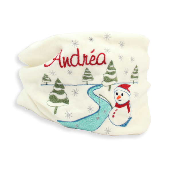 Echarpe-enfant-bonhomme-de-neige-coton-biologique-blanc