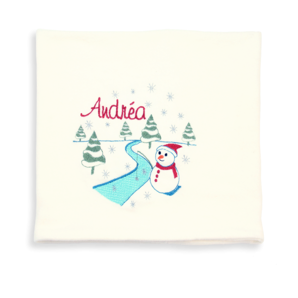 Echarpe-enfant-bonhomme-de-neige-coton-biologique-blanc