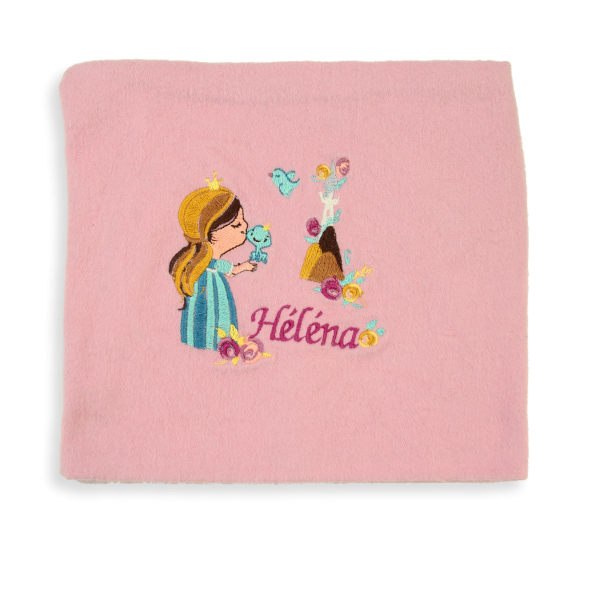 Echarpe-enfant-coton-bio-brodée-princesse-rose