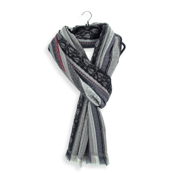 Echarpe-homme-laine-soie-coton-gris-Romain