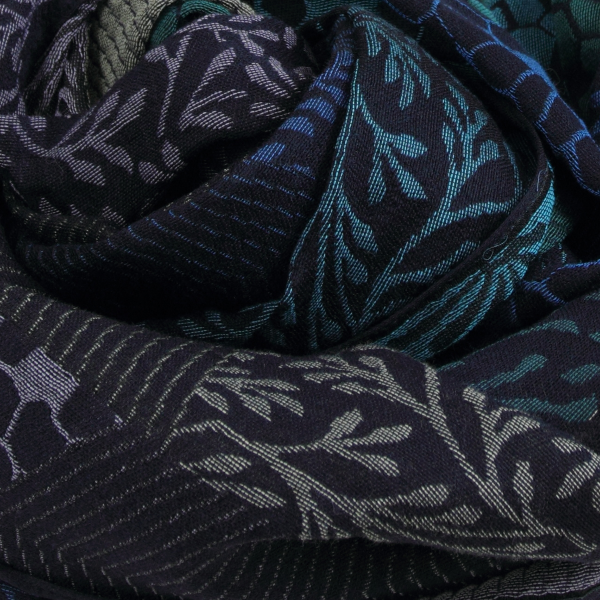 Echarpe-femme-charme-laine-soie-bleu-marine-turquoise