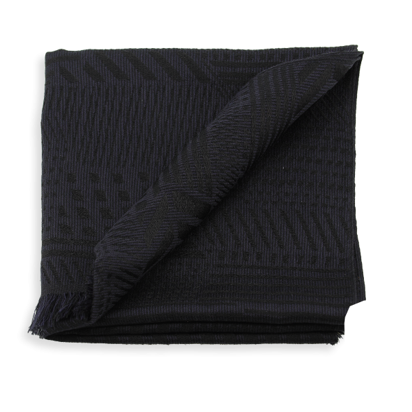 Echarpe-homme-laine-soie-bleu nuit-Kyoto