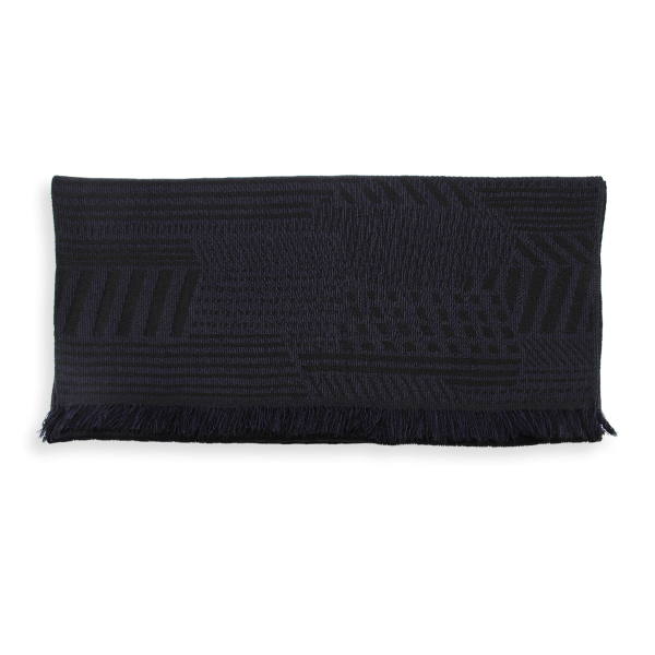 Echarpe-homme-laine-soie-bleu nuit-Kyoto