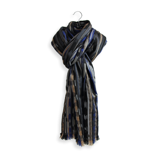 Echarpe-homme-laine-soie-bleu-fabrique-en-France-Orpheon