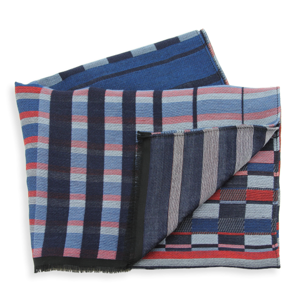 Echarpe-homme-bleu-laine-coton-Parade