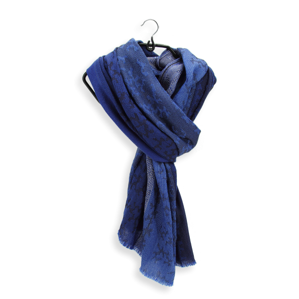 Echarpe-femme-bleu-royale-laine-soie-Arborescence-fabrique-en-France