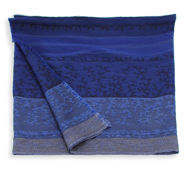 Echarpe-femme-bleu-royale-laine-soie-Arborescence-fabrique-en-France