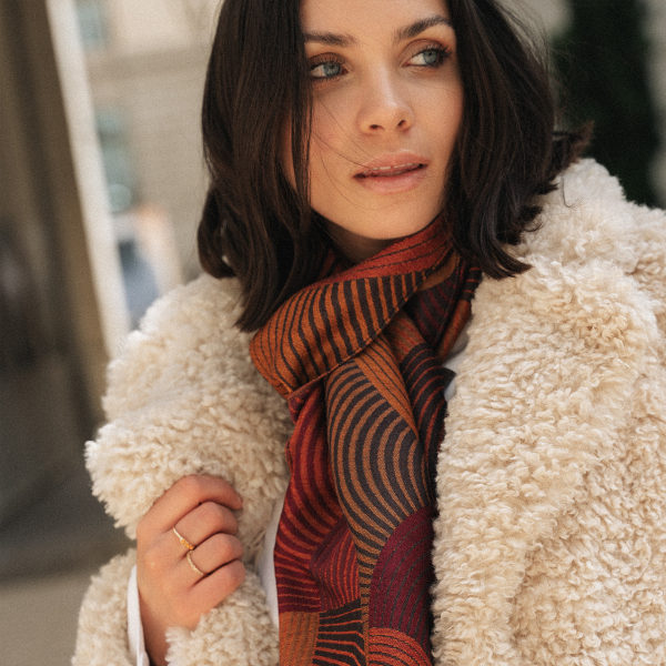 Echarpe-femme-100% naturelle-ocre-Spire