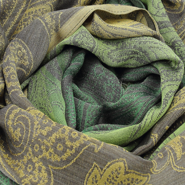 Echarpe-femme-laine-soie-vert bronze-Melodie