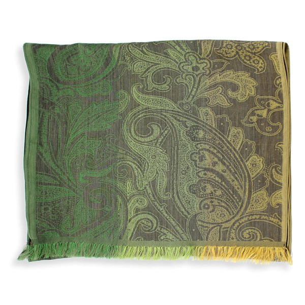 Echarpe-femme-laine-soie-vert bronze-Melodie