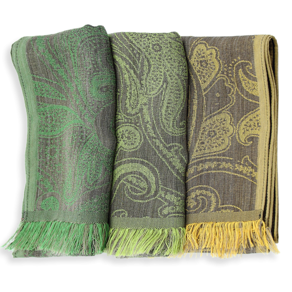 Echarpe-femme-laine-soie-vert bronze-Melodie