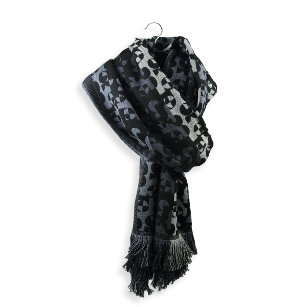 Echarpe-homme-laine mérinos-modal-noir-gris-Running