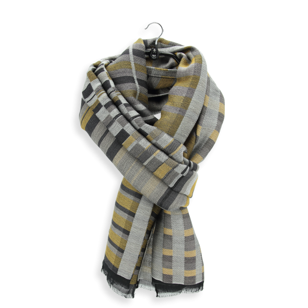 Echarpe-homme-gris-jaune-laine-coton-Parade