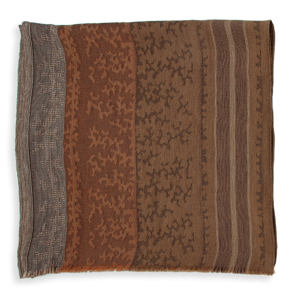 Echarpe-laine-soie-femme-marron-Arborescence-fabrique-en-France
