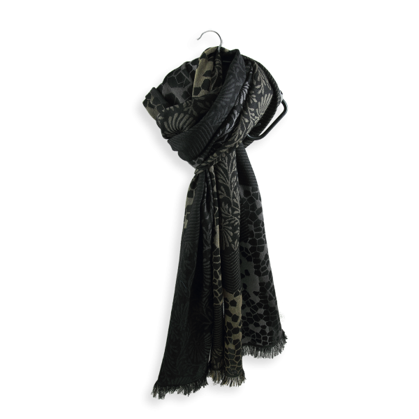 Echarpe-femme-laine-soie-noir-beige-Charme