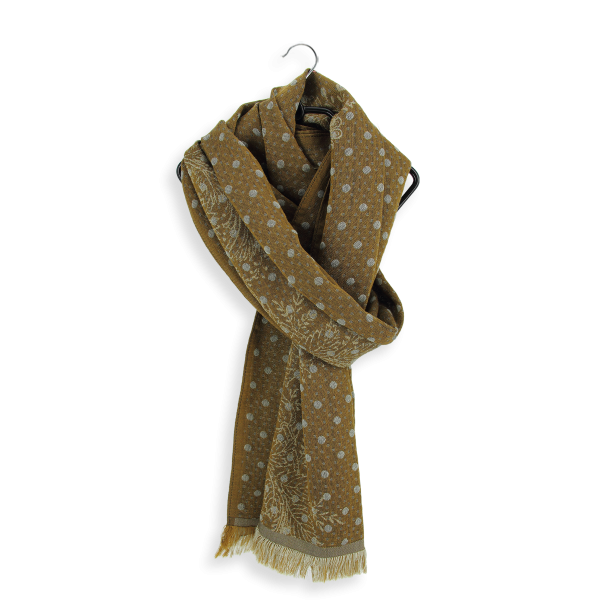 Echarpe-femme-laine-coton-soie-ocre-Dentelle