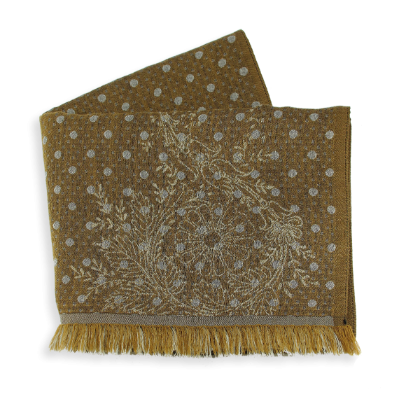 Echarpe-femme-laine-coton-soie-ocre-Dentelle