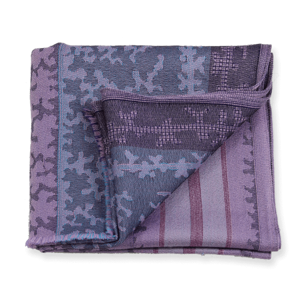 Echarpe-femme-laine mérinos-soie-parme-rose-Arborescence