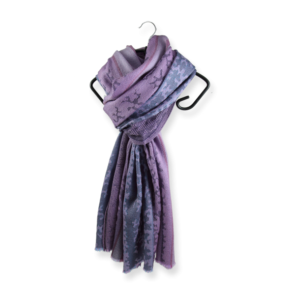 Echarpe-femme-laine mérinos-soie-parme-rose-Arborescence