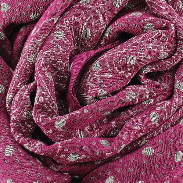 Echarpe-femme-laine-rose-pois-Dentelle
